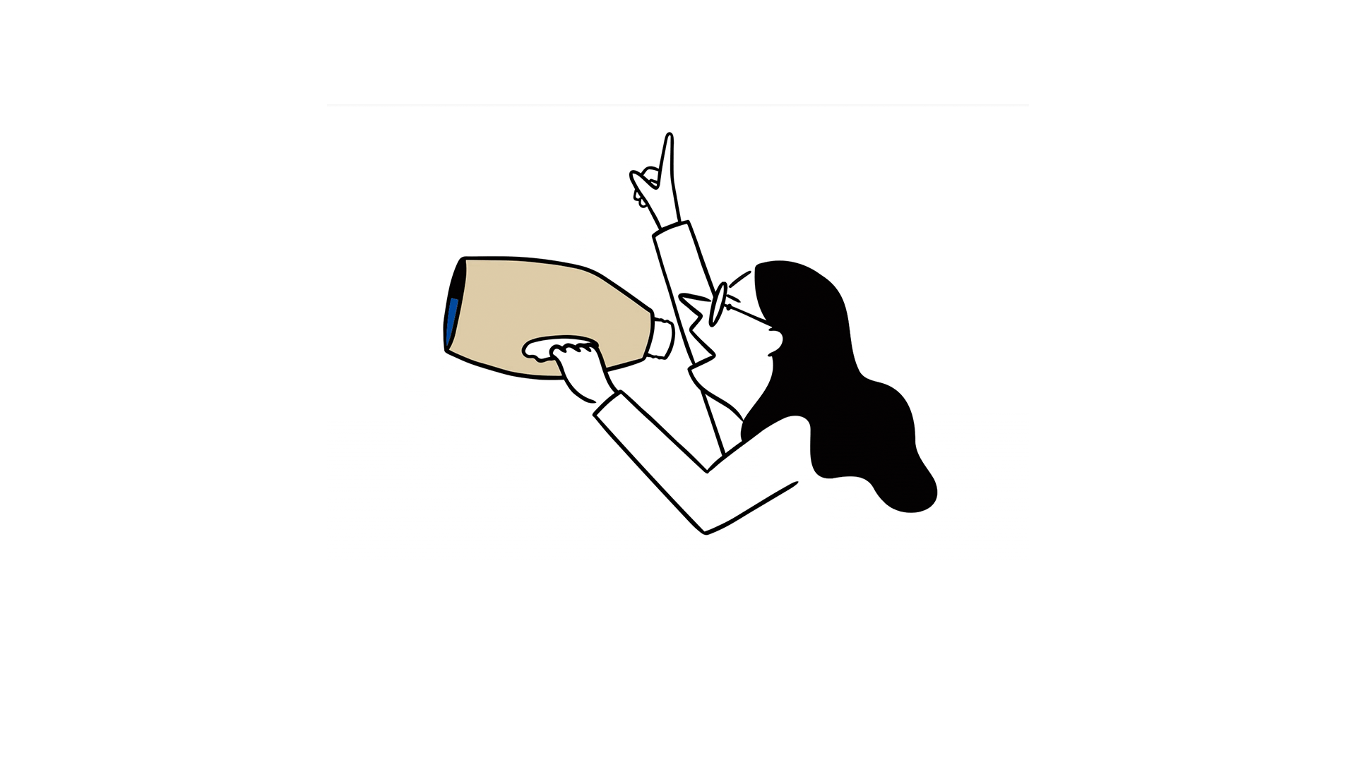An illustrated woman speaking into a loud hailer