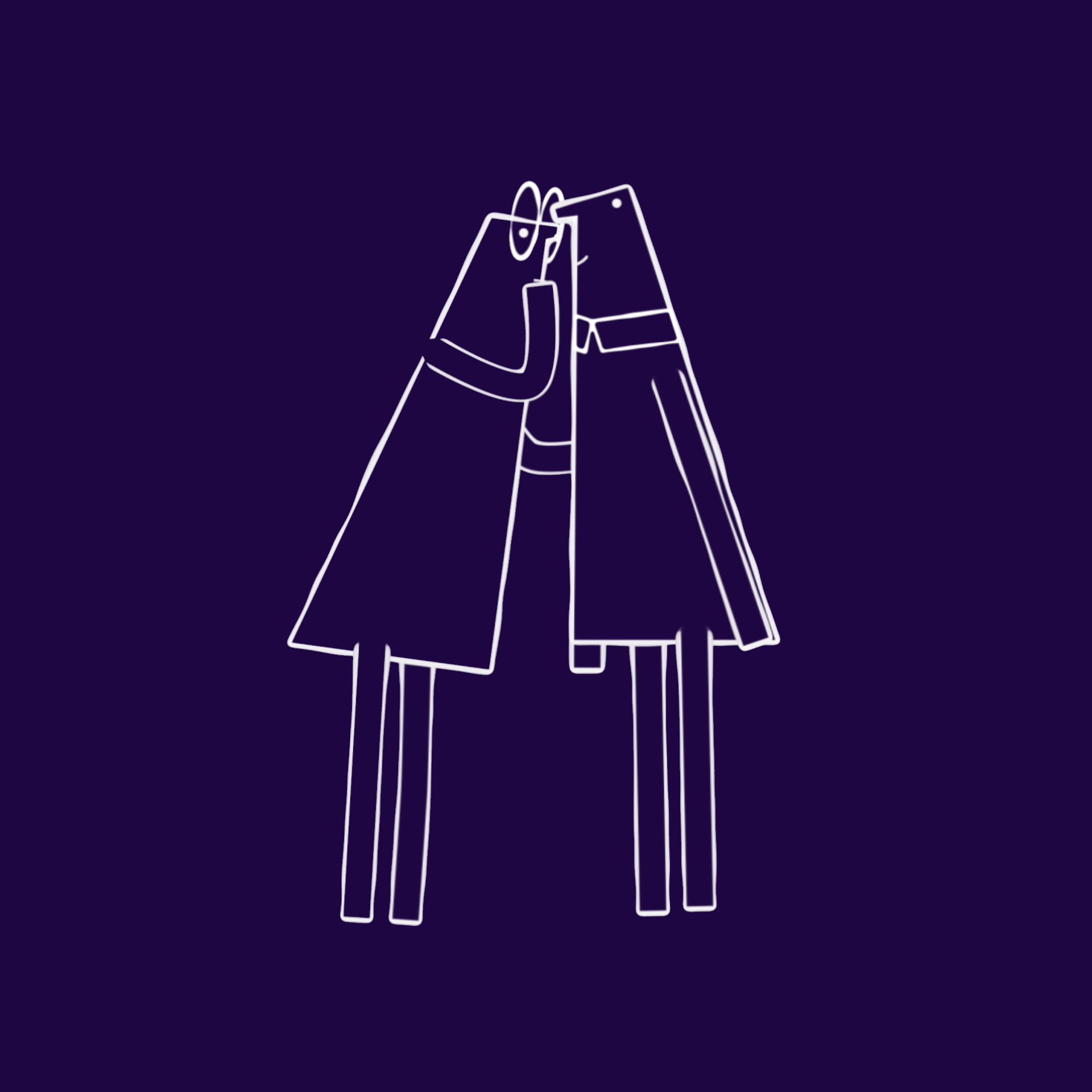 Two animated characters from Octopus whispering to each other