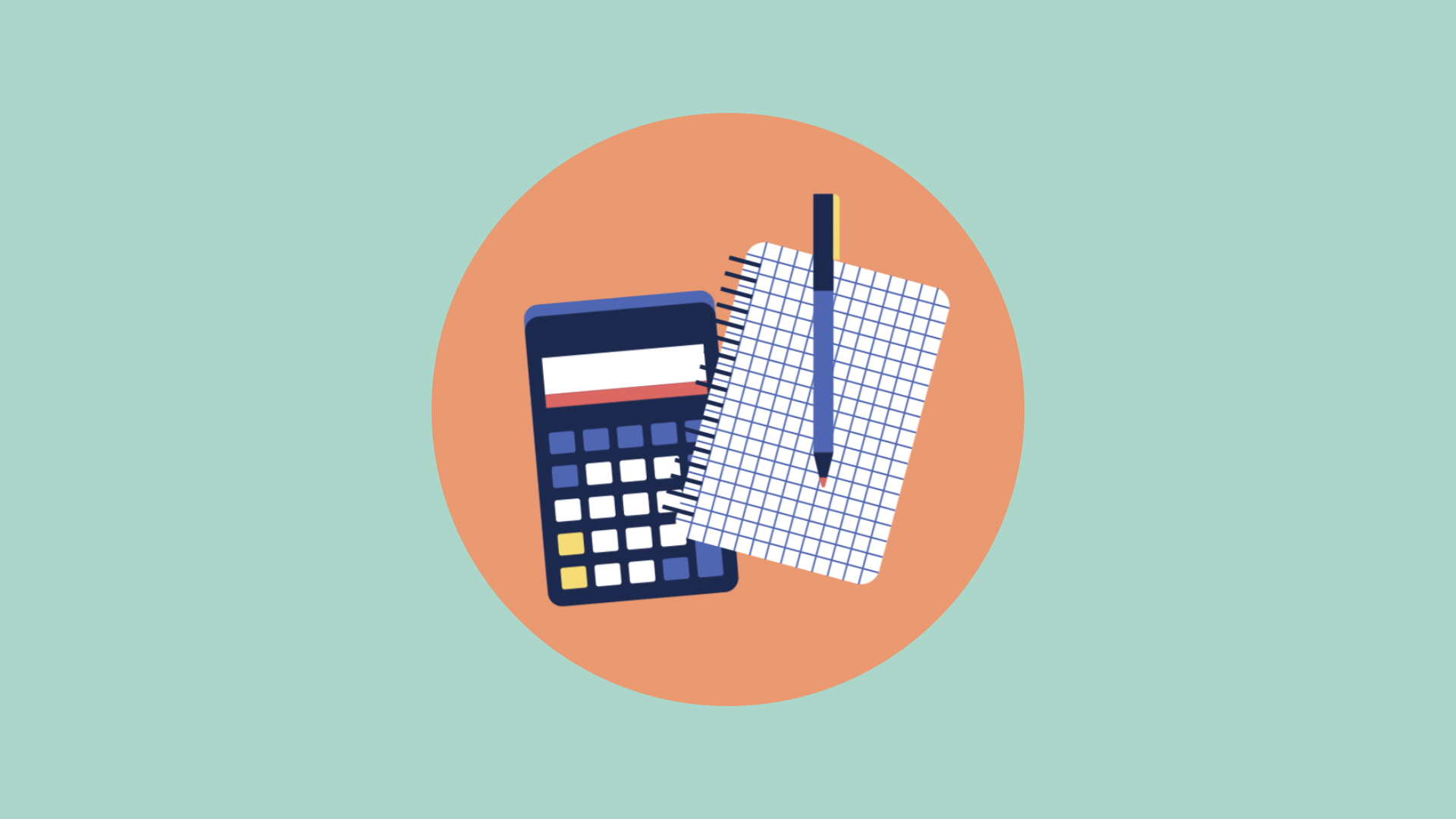 Vector illustration of a calculator and notebook