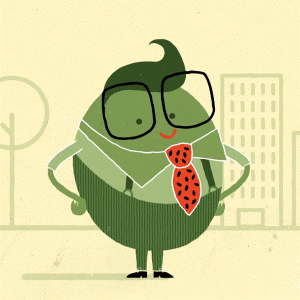 Watermelon character waving