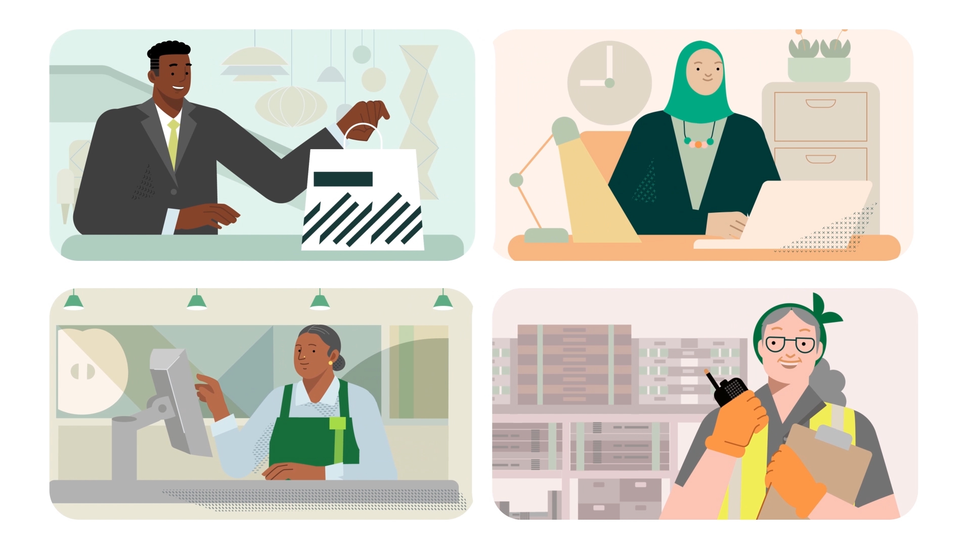 Selection of animation graphics characters for an internal training animation 