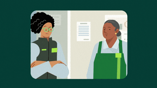 Motion graphics character animation - two ladies chatting 